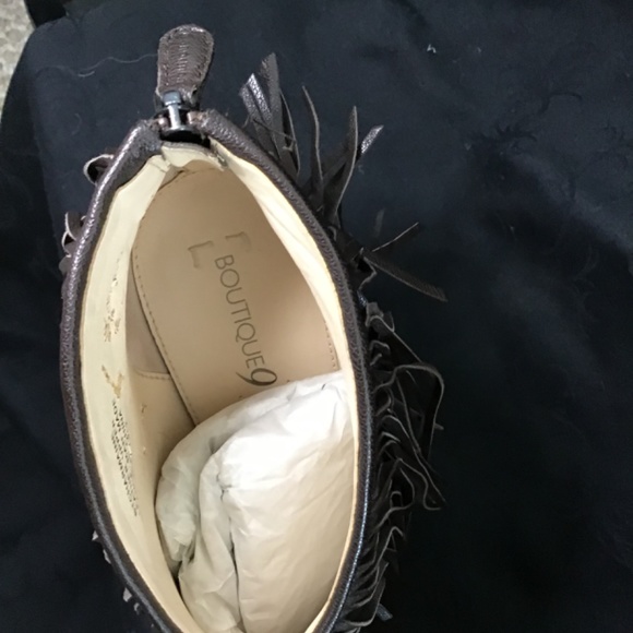 Boutique 9 Chocolate Brown Leather Bootie with Peep toe - Picture 4 of 9